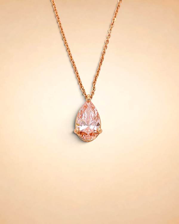 Rose Gold Pear-Cut Solitaire Necklace